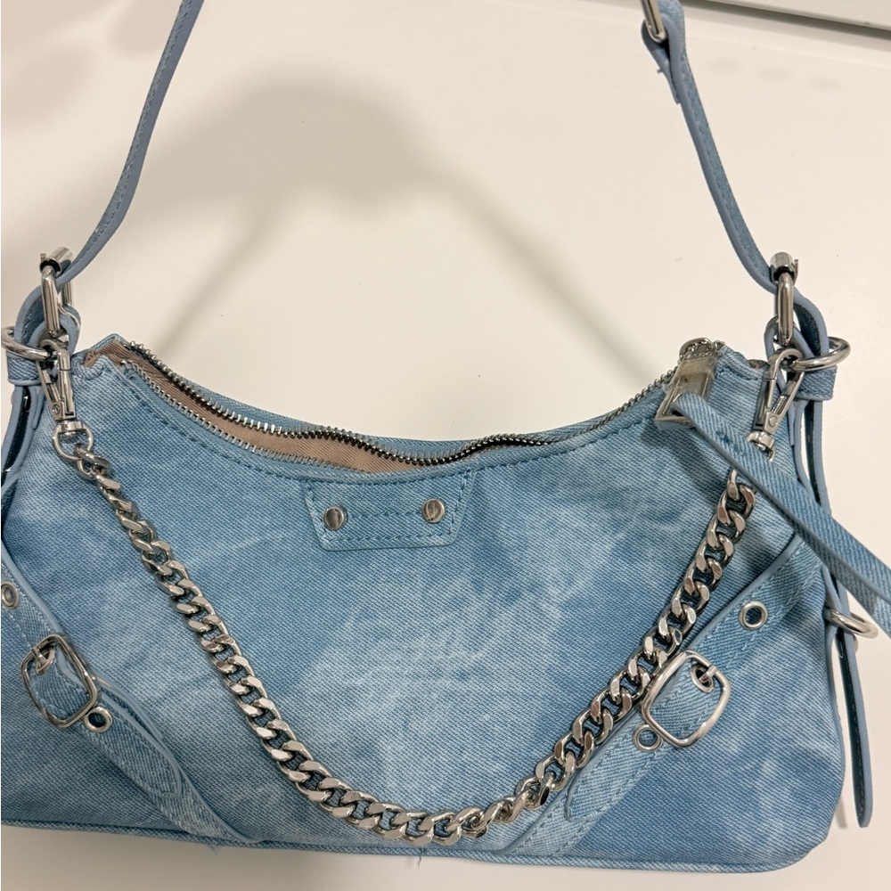 Aldo Blue Shoulder Bag with Chain Detail
